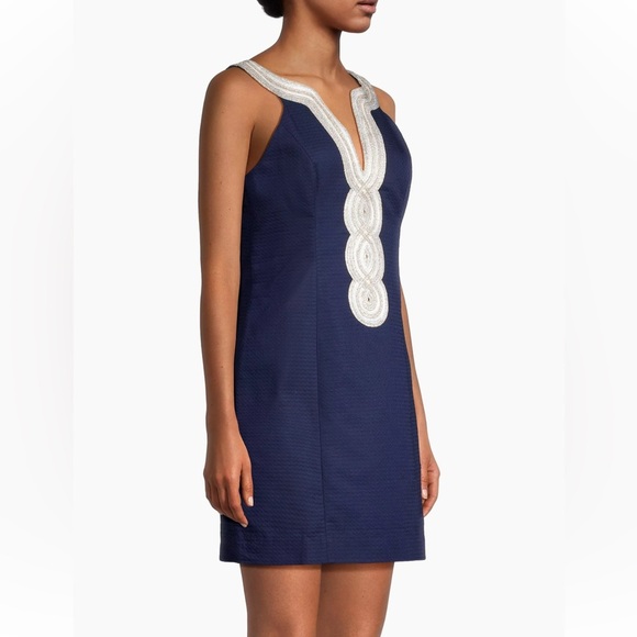 LILLY PULITZER Valli Embroidered Soutache Slip Dress - True Navy- Size 4 - Picture 2 of 13